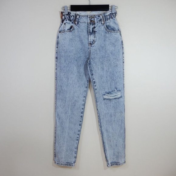 ONE TEASPOON Pioneer JEANS Size 26 High Waist Ripped Nonstretch Acid-washed NEW - Picture 4 of 10